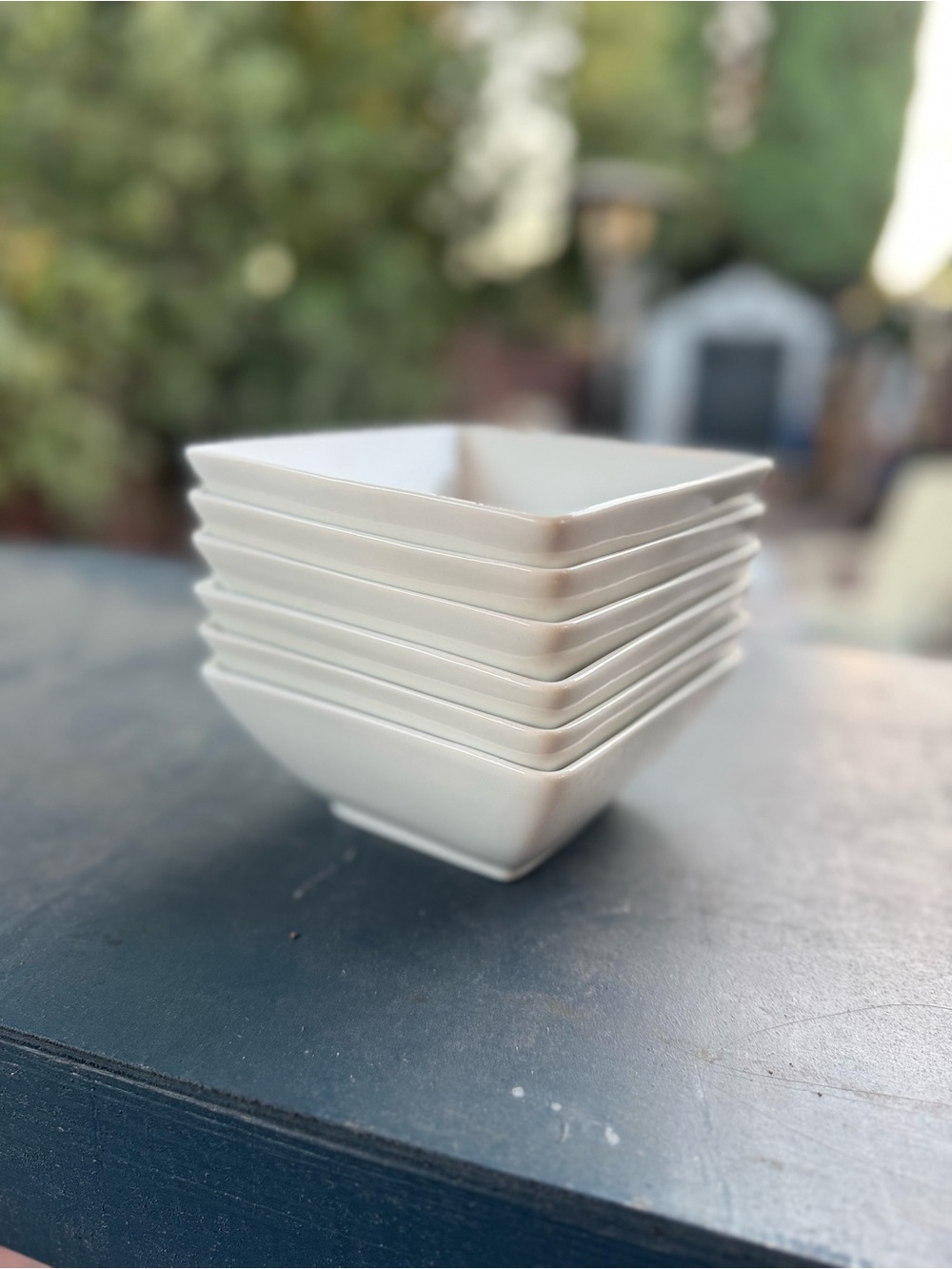 Better Homes and Gardens 6-Piece White Porcelain Square Bowl Lot Set 6in